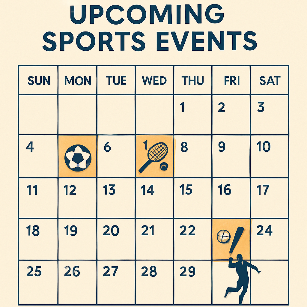 Upcoming sports events